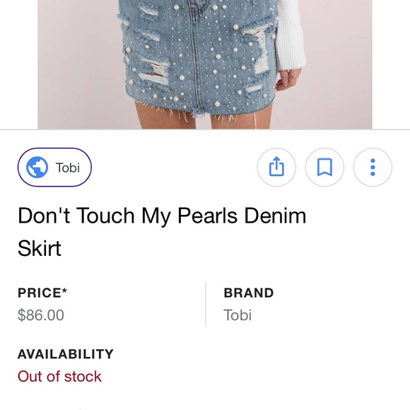 Medium Wash Denim Pearl skirt - Picture 5 of 5